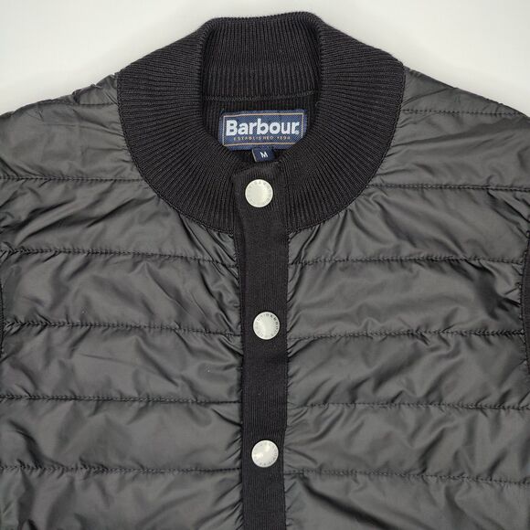 Barbour Mens Medium Black Quilted Vest Button Jacket (Read Desc) - Picture 3 of 7